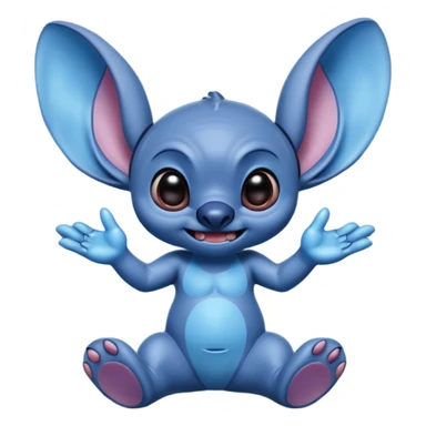 Stitch the blue alien from Lilo & Stitch in a playful pose sticker