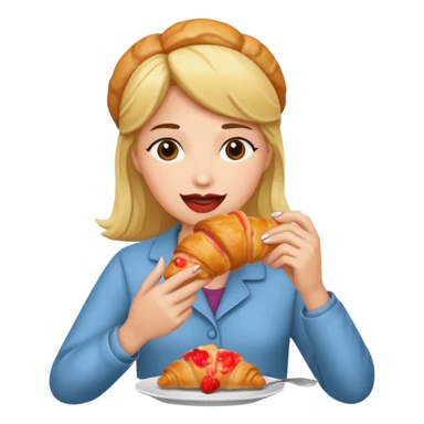 woman eating croissant sticker