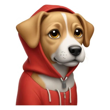 Dog wearing a red hoddie sticker