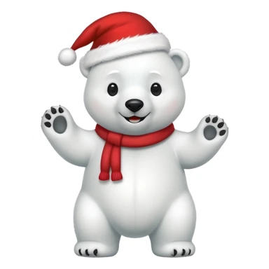 full body polar bear with christmas hat on sticker