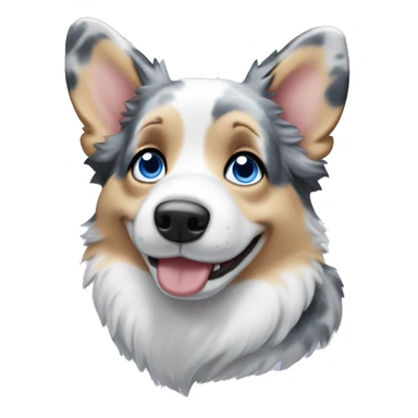 Blue Merle corgi with blue eyes no tail sticker