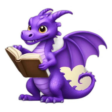 purple dragon holding book sticker