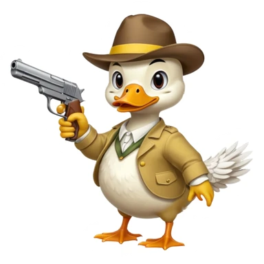angry duck with a gun in his hand pointing at us  sticker