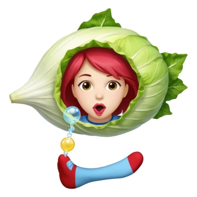  👩🏼 dans une endive géante, et à des chaussettes et fais une bulle avec un chewing-gum  sticker