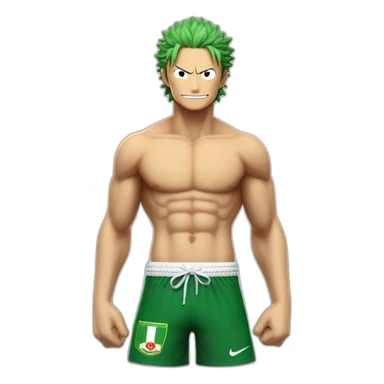 rononoa zoro de one piece qui porte le maillot de foot avec le logo l'Algérie sticker