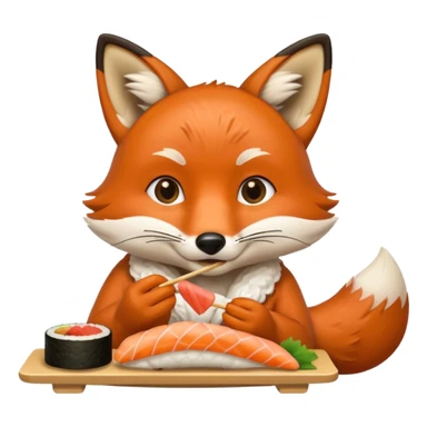 fox eating sushi sticker
