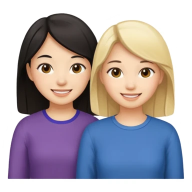 Two girl best friends one Asian the other blonde sticker