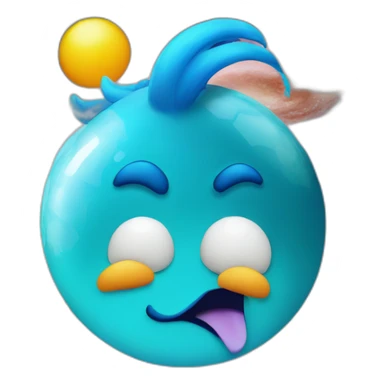 planet Neptune with a cartoon saluting chicken face sticker