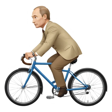 Vladimir Putin riding a bicycle from side view sticker