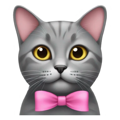 grey british cat with a pink bow  sticker