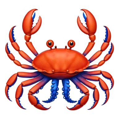 a red crab with two claws and a blue octopus are friends sticker