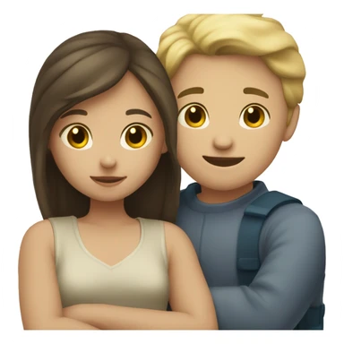 Blonde boy and brunette girl hugging sticker