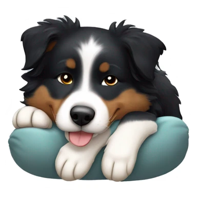 Small black australian shepherd dog sleeping  sticker