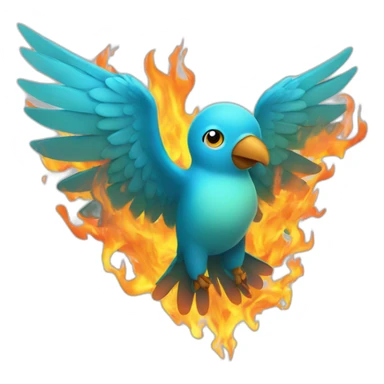 twitter bird with flame wings fire sticker