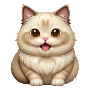 Cinematic Cute Chubby Ragdoll Cat Portrait Emoji, Head tilted playfully and yawning, round and plump body with soft, silky fur in a mix of light and darker points, Simplified yet adorable features, highly detailed, glowing with a warm, friendly glow, high shine, curious yet calm, stylized with a touch of whimsy, bright and endearing, soft glowing outline, capturing the essence of a mischievous yet loving and lazy kitty, so cute it feels like it could stretch out of the screen and cuddle! sticker