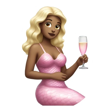A white mermaid drinking champagne dressed in pink sticker