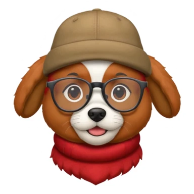 dog with red hair and glassess and hat sticker