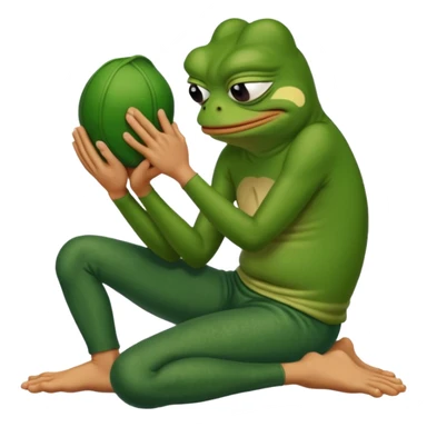 Pepe the frog kneeling and praying in front of man’s feet sticker