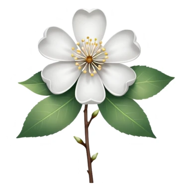 white sakura flower with a bow on the stem sticker