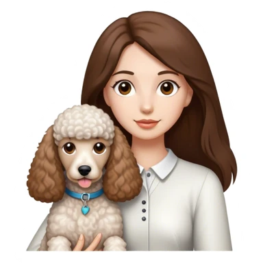 Long straight brown hair brown eyes beautiful women and white standard poodle you're holding sticker