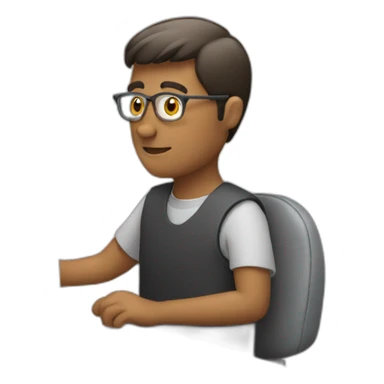 man with computer sticker