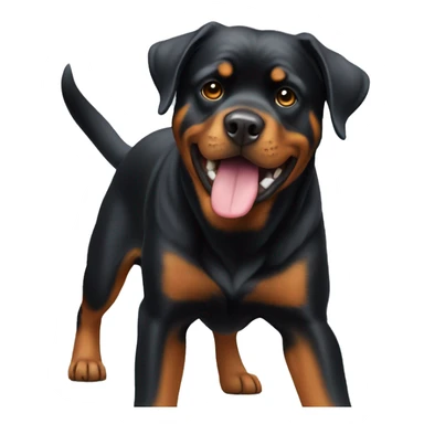 Rottweiler with no tail catching frisbee sticker