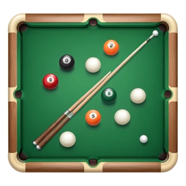 Pool table with pool cue and balls sticker