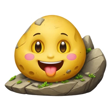 make the yellow emoji face eat a boulder sticker
