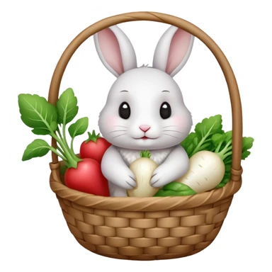 rabbit with white radish in basket sticker