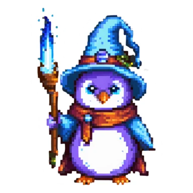 penguin wizard casting a spell sticker