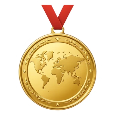 a gold medal with a map engraved on it sticker