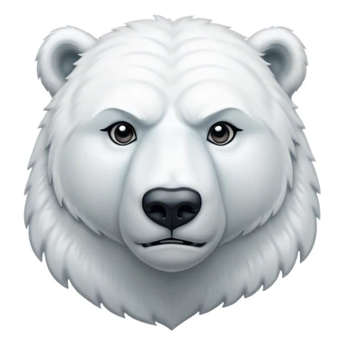 Cinematic Noble Polar Bear Portrait Emoji, Poised and regal, with a strong, muscular build cloaked in thick, snowy fur and piercing, determined eyes, Simplified yet sharp and sophisticated features, highly detailed, glowing with a soft, dignified polar glow, high shine, intelligent and majestic, stylized with an air of arctic authority, focused and commanding, soft glowing outline, capturing the essence of a watchful and confident guardian that feels as though it could step out of the screen with effortless authority! sticker