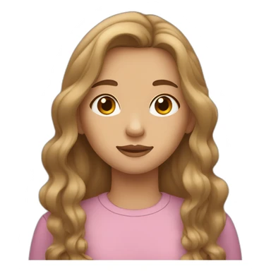 A teenage girl with light brown hair, sleepy eyes, a dimple in her cheek, and long hair. sticker