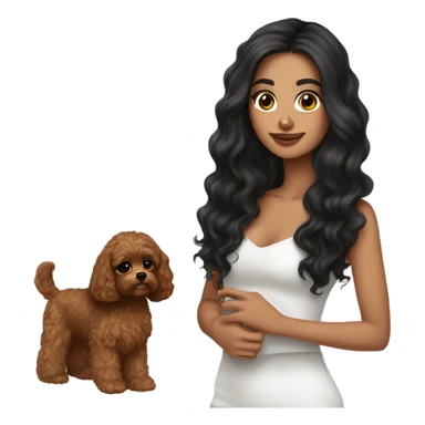 pretty girl dark long hair latina makeup holding a cavapoo sticker