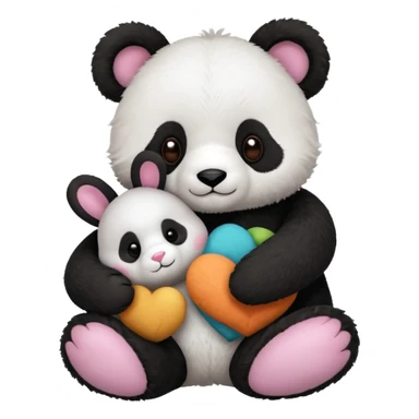 Cute bunny or panda and teddy with colourful magical background  sticker