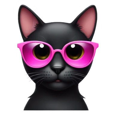 Black cat wearing pink sunglasses  sticker