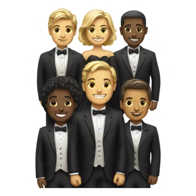 smiling group in formal attire sticker