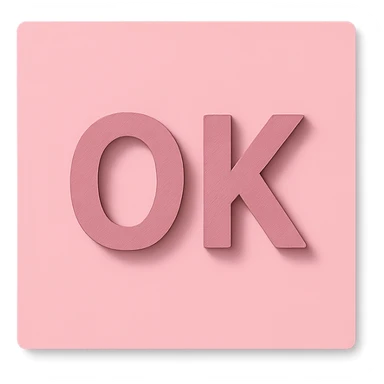 pink square with shadowed 'OK' text sticker