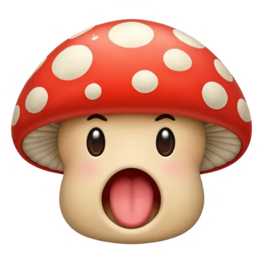 Mushroom biting lip sticker