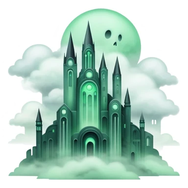 Ghostly Pastel Black Green White Spectral Gloomy Dusky Dull Foggy Dystopian Apocalyptic Aesthetic Scenery Deco sticker