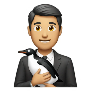 guy holding penguin sticker