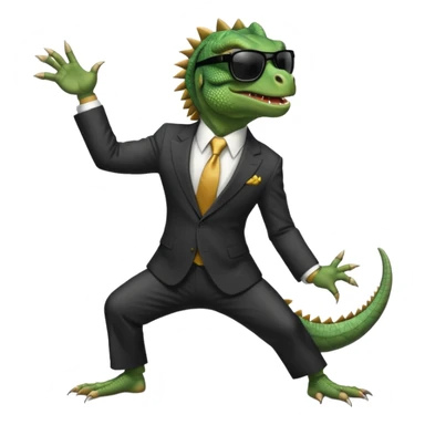 capitalist iguana banker godfather with black sunglasses breakdance no problem sticker