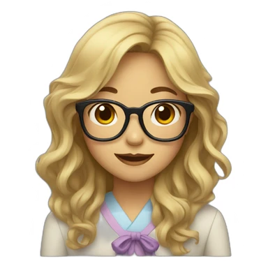 Asian girl with glasses and long wavy hair sticker