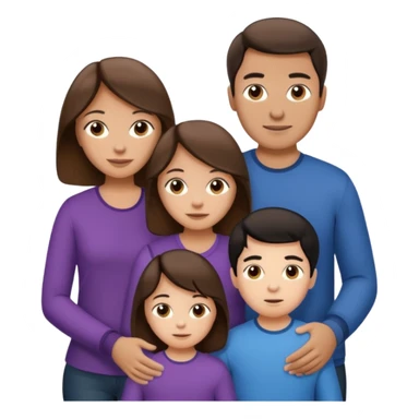 Family of four. a dad with brown hair mom with brown hair teen daughter with black hair and toddler boy with light brown hair sticker