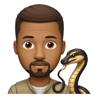 Homme couleur de peau noir, yeux marron avec un bouc que le menton, cheveux court avec dégradé sur le côté, avec un cobra à côté sticker