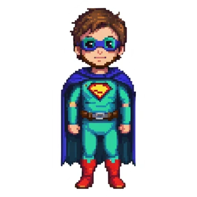 kid with beard wearing homemade superhero costume sticker