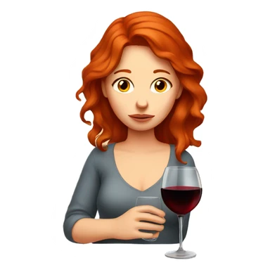 Sad redhead woman drinking wine  sticker