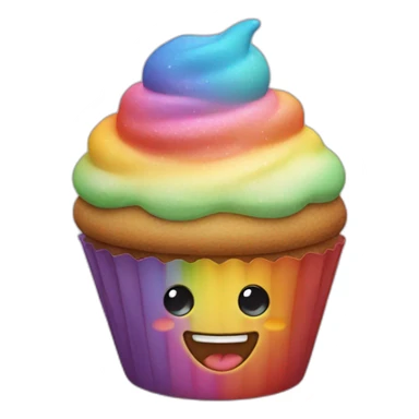 Happy cupcake with rainbow icing  sticker