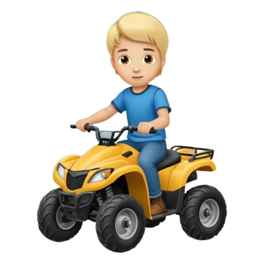 Please make a young blonde boy riding a fourwheeler sticker