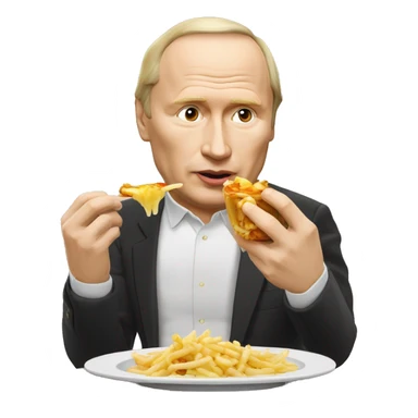 Vladimir Poutine qui mange une poutine  sticker